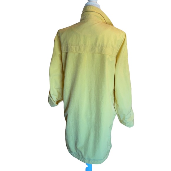 Butter Yellow Windbreaker Rain Jacket Zipper Pockets & Front Closure & Snaps L - Picture 2 of 8